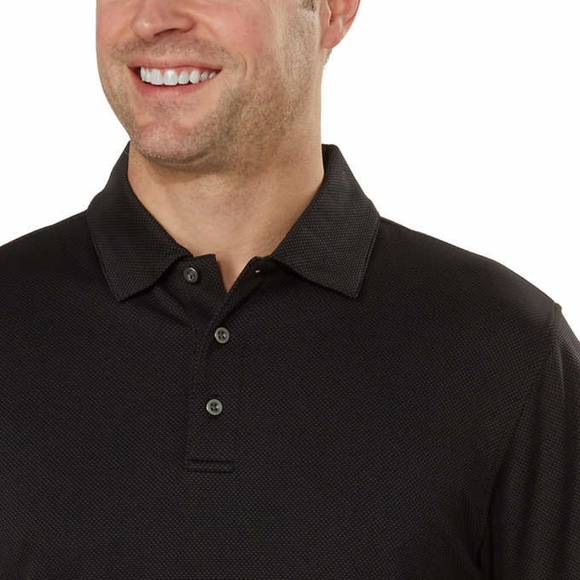 Men's Moisture Wicking Performance Polo, Black - Picture 3 of 5